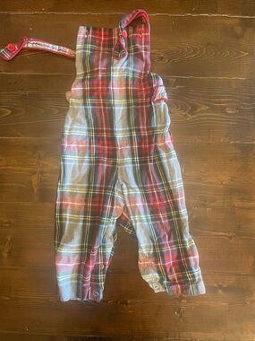 bella bliss Red Plaid Cotton Overalls for Kids